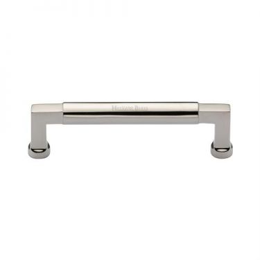 Click Here To Enlarge This Photo Of C0312 128-PNF Heritage Brass Cabinet Pull Bauhaus Design 128mm ctc Polished Nickel Finish