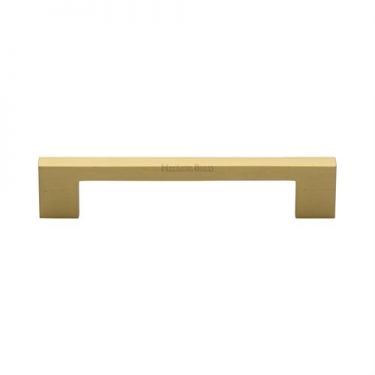 Click Here To Enlarge This Photo Of C0337 128-SB Heritage Brass Cabinet Pull Metro Design 128mm ctc Satin Brass Finish