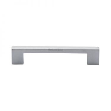 Click Here To Enlarge This Photo Of C0337 128-SC Heritage Brass Cabinet Pull Metro Design 128mm ctc Satin Chrome Finish