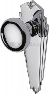 Click Here To Enlarge This Photo Of BR1810-PC Heritage Brass Mortice Knob on Latch Plate Broadway Design Polished Chrome Finish