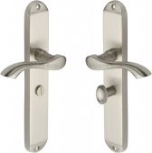 MM7230-SN Heritage Brass Door Handle For Bathroom Algarve Long Design Satin Nickel Finish