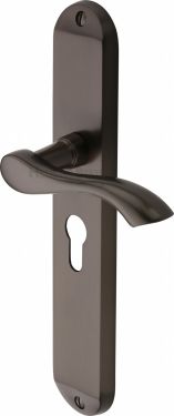 Click Here To Enlarge This Photo Of MM7248-MB Heritage Brass Door Handle For Euro Profile Plate Algarve Long Design Matt Bronze Finish