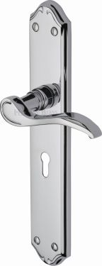 Click Here To Enlarge This Photo Of MM824-PC Heritage Brass Door Handle Lever Lock Verona Design Polished Chrome Finish