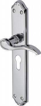 Click Here To Enlarge This Photo Of MM825-PC Heritage Brass Door Handle For Euro Profile Plate Verona Design Polished Chrome Finish