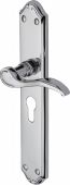 MM825-PC Heritage Brass Door Handle For Euro Profile Plate Verona Design Polished Chrome Finish