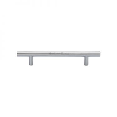 Click Here To Enlarge This Photo Of C0361 128-SC Heritage Brass Cabinet Pull Bar Design 128mm ctc Satin Chrome Finish
