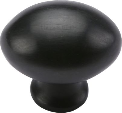 Click Here To Enlarge This Photo Of C114 32-BKMT Heritage Brass Cabinet Knob Victorian Oval Design 32mm Matt Black Finish