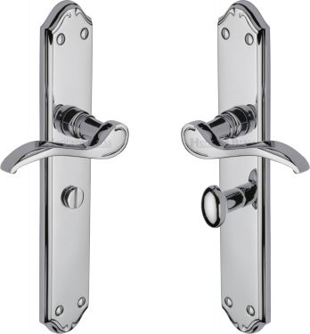 Click Here To Enlarge This Photo Of MM828-PC Heritage Brass Door Handle For Bathroom Verona Design Polished Chrome Finish
