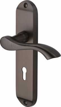 Click Here To Enlarge This Photo Of MM924-MB Heritage Brass Door Handle Lever Lock Algarve Design Matt Bronze Finish