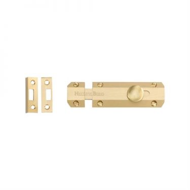 Click Here To Enlarge This Photo Of C1685 4-SB Heritage Brass Door Bolt Flat 4" Satin Brass Finish