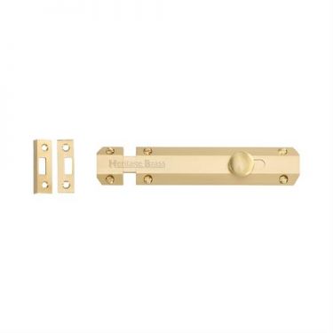 Click Here To Enlarge This Photo Of C1685 6-SB Heritage Brass Door Bolt Flat 6" Satin Brass Finish