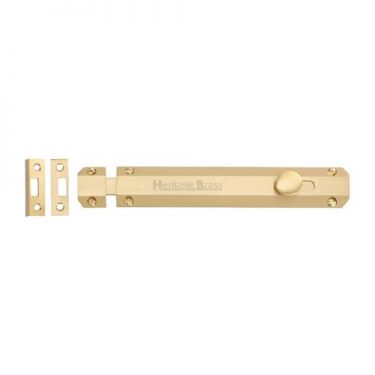 Click Here To Enlarge This Photo Of C1685 8-SB Heritage Brass Door Bolt Flat 8" Satin Brass Finish