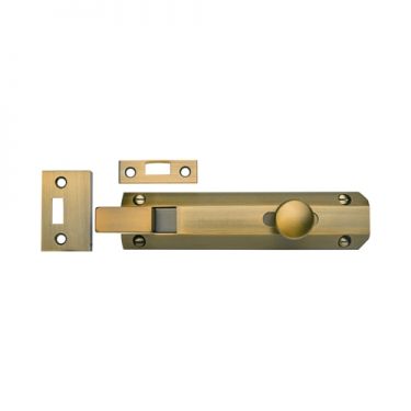 Click Here To Enlarge This Photo Of C1694 6-AT Heritage Brass Door Bolt Necked Flat 6" Antique Brass Finish