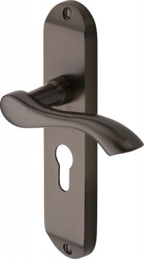 Click Here To Enlarge This Photo Of MM925-MB Heritage Brass Door Handle For Euro Profile Plate Algarve Design Matt Bronze Finish
