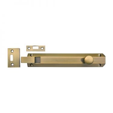 Click Here To Enlarge This Photo Of C1694 8-AT Heritage Brass Door Bolt Necked Flat 8" Antique Brass Finish