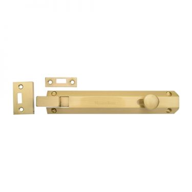 Click Here To Enlarge This Photo Of C1694 8-SB Heritage Brass Door Bolt Necked Flat 8" Satin Brass Finish