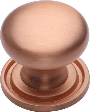 Click Here To Enlarge This Photo Of C2240 25-SRG Heritage Brass Cabinet Knob Victorian Round Design with Base 25mm Satin Rose Gold Finish