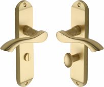MM928-SB Heritage Brass Door Handle For Bathroom Algarve Design Satin Brass Finish