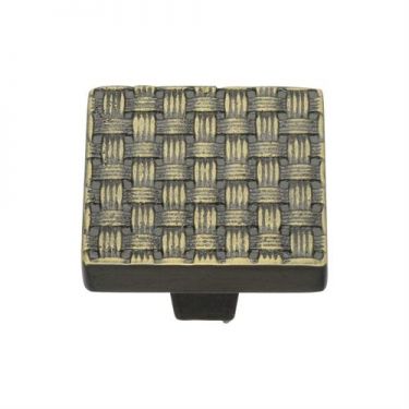 Click Here To Enlarge This Photo Of C3631 32-AB Heritage Brass Cabinet Knob Square Weave Design 32mm Aged Brass Finish