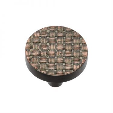 Click Here To Enlarge This Photo Of C3675 32-AC Heritage Brass Cabinet Knob Round Weave Design 32mm Aged Copper Finish