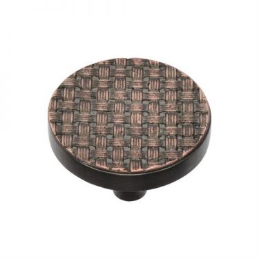 Click Here To Enlarge This Photo Of C3675 38-AC Heritage Brass Cabinet Knob Round Weave Design 38mm Aged Copper Finish