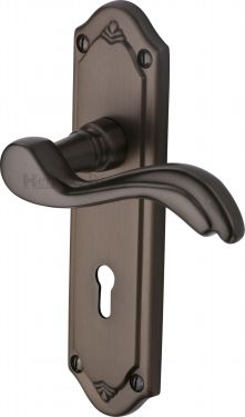 Click Here To Enlarge This Photo Of MM991-MB Heritage Brass Door Handle Lever Lock Lisboa Design Matt Bronze Finish
