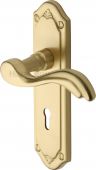 MM991-SB Heritage Brass Door Handle Lever Lock Lisboa Design Satin Brass Finish