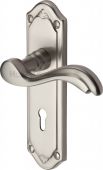 MM991-SN Heritage Brass Door Handle Lever Lock Lisboa Design Satin Nickel Finish