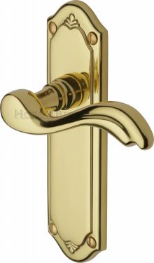 Click Here To Enlarge This Photo Of MM992-PB Heritage Brass Door Handle Lever Latch Lisboa Design Polished Brass Finish