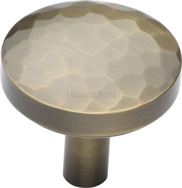 Click Here To Enlarge This Photo Of C3877 32-AT Heritage Brass Cabinet Knob Hammered Design 32mm Antique Brass Finish