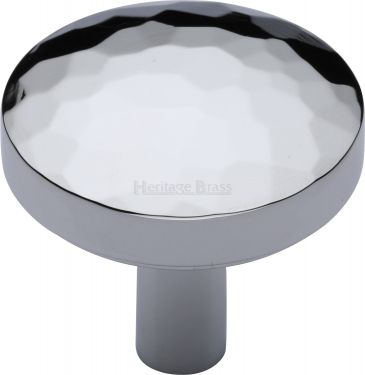 Click Here To Enlarge This Photo Of C3877 32-PC Heritage Brass Cabinet Knob Hammered Design 32mm Polished Chrome Finish