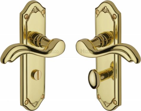 Click Here To Enlarge This Photo Of MM993-PB Heritage Brass Door Handle For Bathroom Lisboa Design Polished Brass Finish