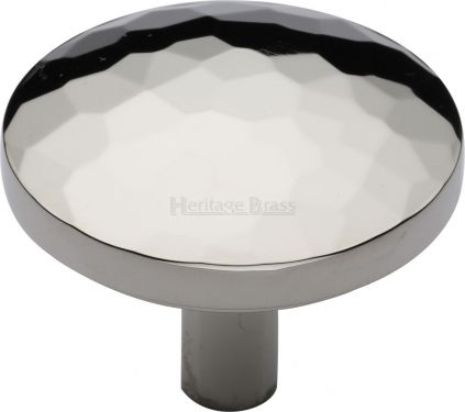 Click Here To Enlarge This Photo Of C3877 38-PNF Heritage Brass Cabinet Knob Hammered Design 38mm Polished Nickel Finish