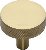 C3884 32-SB Heritage Brass Cabinet Knob Knurled Disc Design 32mm Satin Brass Finish