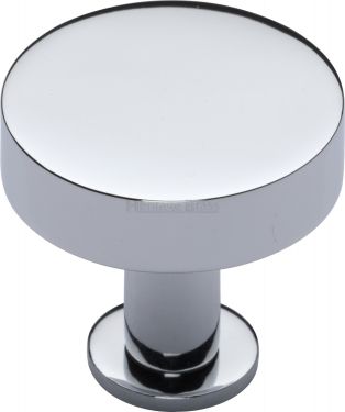 Click Here To Enlarge This Photo Of C3885 32-PC Heritage Brass Cabinet Knob Disc Design with Base 32mm Polished Chrome Finish