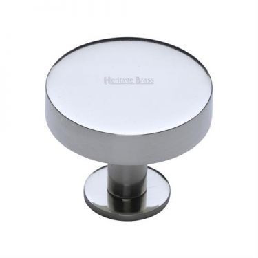 Click Here To Enlarge This Photo Of C3885 38-PC Heritage Brass Cabinet Knob Disc Design with Base 38mm Polished Chrome Finish