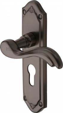 Click Here To Enlarge This Photo Of MM994.48-MB Heritage Brass Door Handle For Euro Profile Plate Lisboa Design Matt Bronze Finish