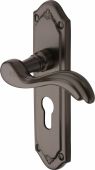 MM994.48-MB Heritage Brass Door Handle For Euro Profile Plate Lisboa Design Matt Bronze Finish