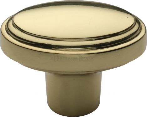 Click Here To Enlarge This Photo Of C3975-PB Heritage Brass Cabinet Knob Stepped Oval Design 41mm Polished Brass Finish