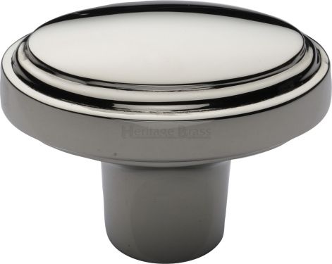 Click Here To Enlarge This Photo Of C3975-PNF Heritage Brass Cabinet Knob Stepped Oval Design 41mm Polished Nickel Finish