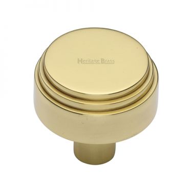 Click Here To Enlarge This Photo Of C3987 32-PB Heritage Brass Cabinet Knob Round Deco Design 32mm Polished Brass Finish