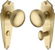 BR1830-SB Heritage Brass Mortice Knob on Bathroom Plate Broadway Design Satin Brass Finish