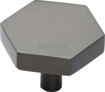 Click Here To Enlarge This Photo Of C4344 38-MB Heritage Brass Cabinet Knob Hexagon Design 38mm Matt Bronze Finish