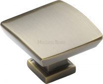 C4382 35-AT Heritage Brass Cabinet Knob Plinth Design with Base 35mm Antique Brass Finish