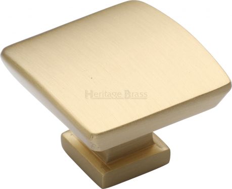 Click Here To Enlarge This Photo Of C4382 35-SB Heritage Brass Cabinet Knob Plinth Design with Base 35mm Satin Brass Finish