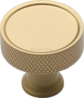 Click Here To Enlarge This Photo Of C4648 32-SB Heritage Brass Cabinet Knob Florence Knurled Design 32mm Satin Brass Finish