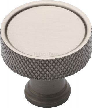 Click Here To Enlarge This Photo Of C4648 32-SN Heritage Brass Cabinet Knob Florence Knurled Design 32mm Satin Nickel Finish