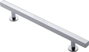 C4760 128-PC Heritage Brass Cabinet Pull Square Design with Footings 128mm ctc Polished Chrome Finish