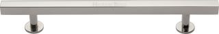 C4760 128-PNF Heritage Brass Cabinet Pull Square Design with Footings 128mm ctc Polished Nickel Finish