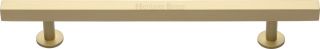 C4760 128-SB Heritage Brass Cabinet Pull Square Design with Footings 128mm ctc Satin Brass Finish
